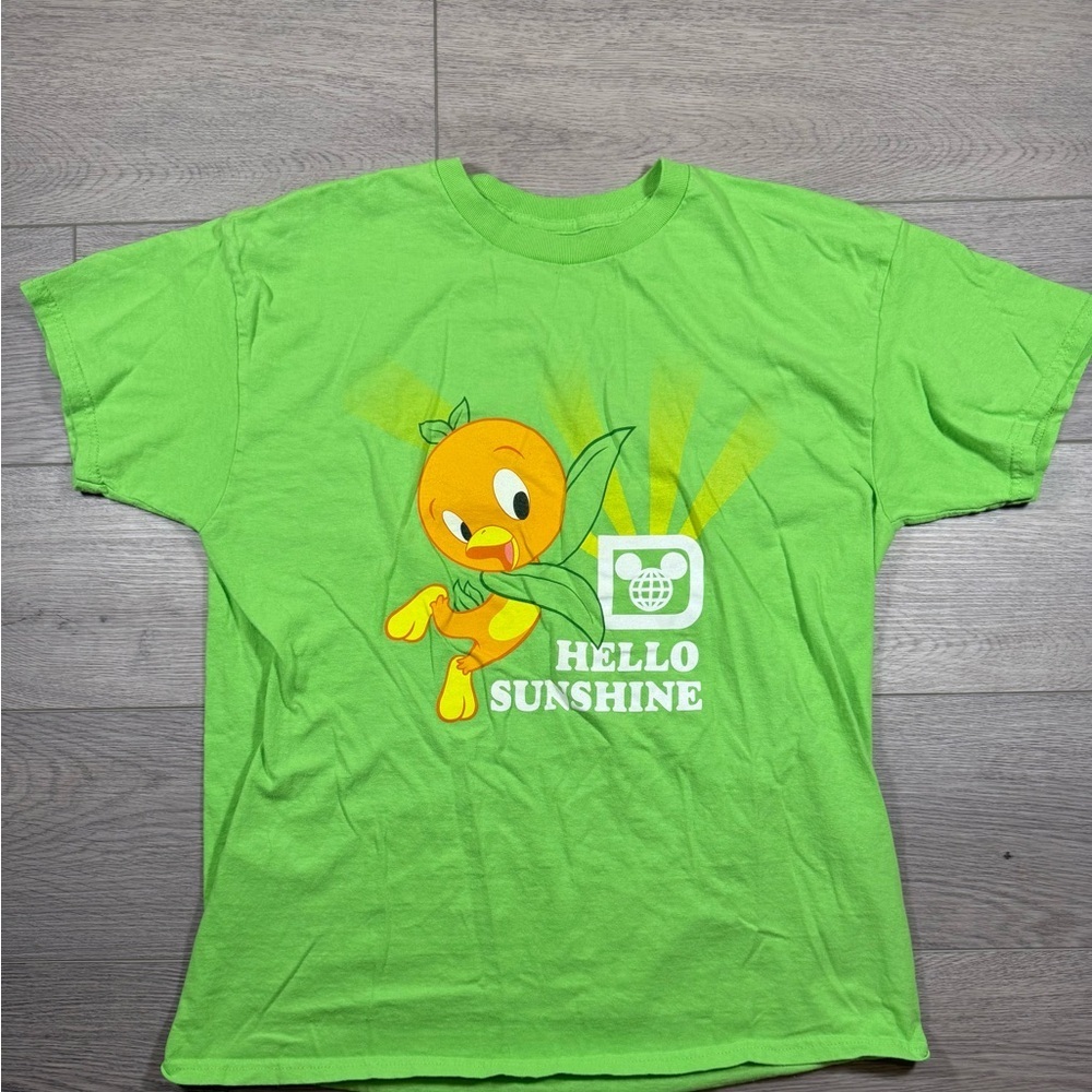 Disney Parks Orange Bird Hello Sunshine  T-shirt Adult Unisex large lime green